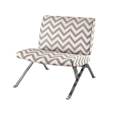 MONARCH SPECIALTIES Accent Chair, Armless, Fabric, Living Room, Bedroom, Fabric, Metal, Brown, Chrome, Contemporary I 8137